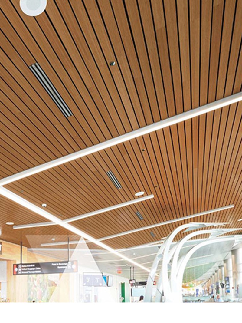 Linon Ceiling Exterior Linear Wood Ceiling | Shelly Lighting